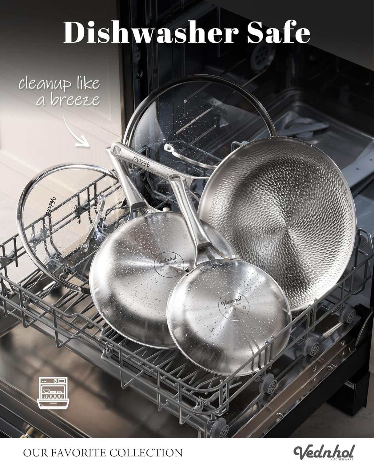Titanium Pans set, 8 Pcs Pure Titanium Hammered Pro with Lids, Non Stick Skillet for Cooking, Non-Toxic, PFAS/PFOA/PTFE Free Cookware, Dishwasher&Oven Safe, Kitchen Induction Compatible - Image 5