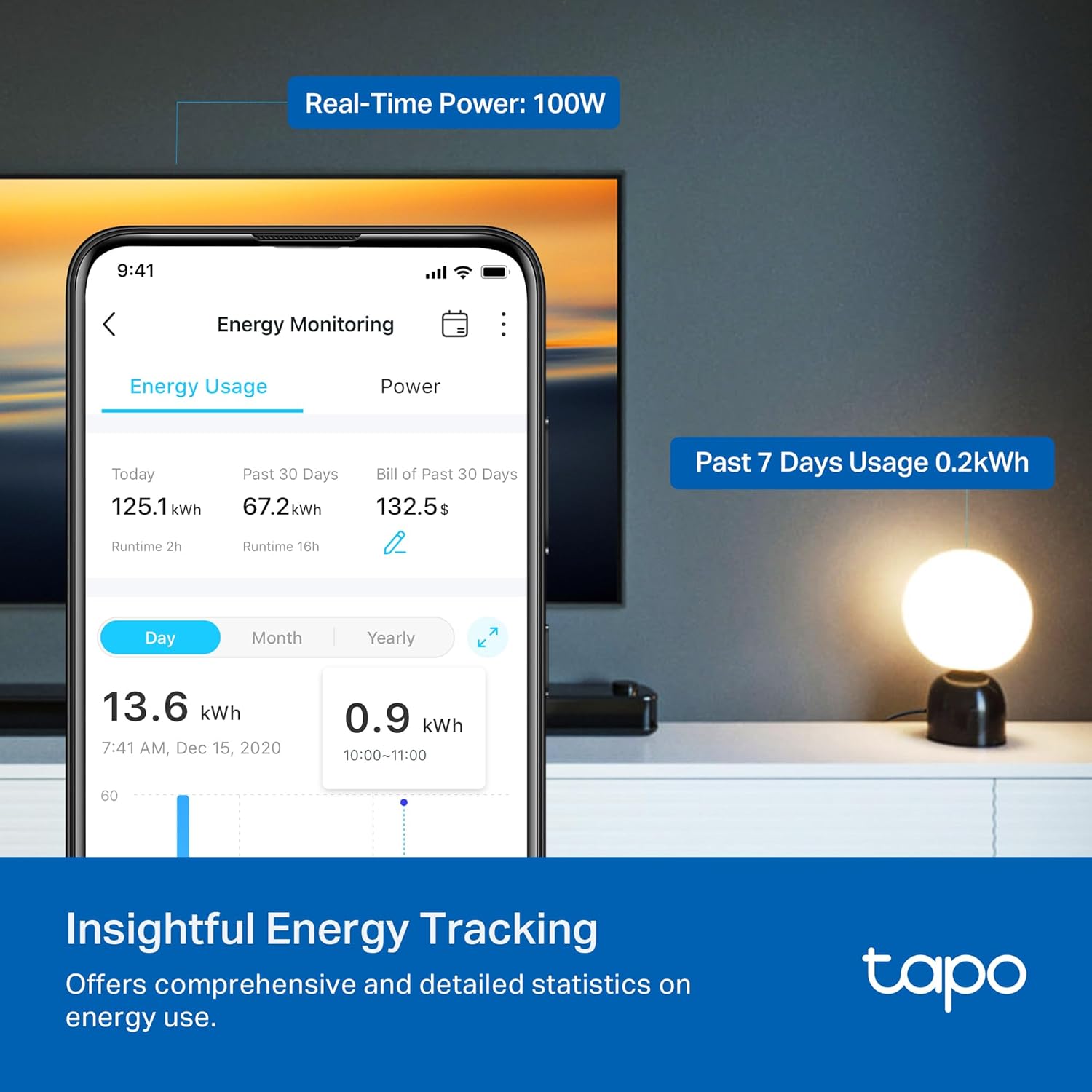 TP-Link Tapo Smart Plug Mini, Matter Compatible, Compatible with Alexa, Google Home & Samsung SmartThings, Energy Monitoring, 15A, UL Certified, 2.4G Wi-Fi Only, Tapo P110M(2-Pack) - Image 4