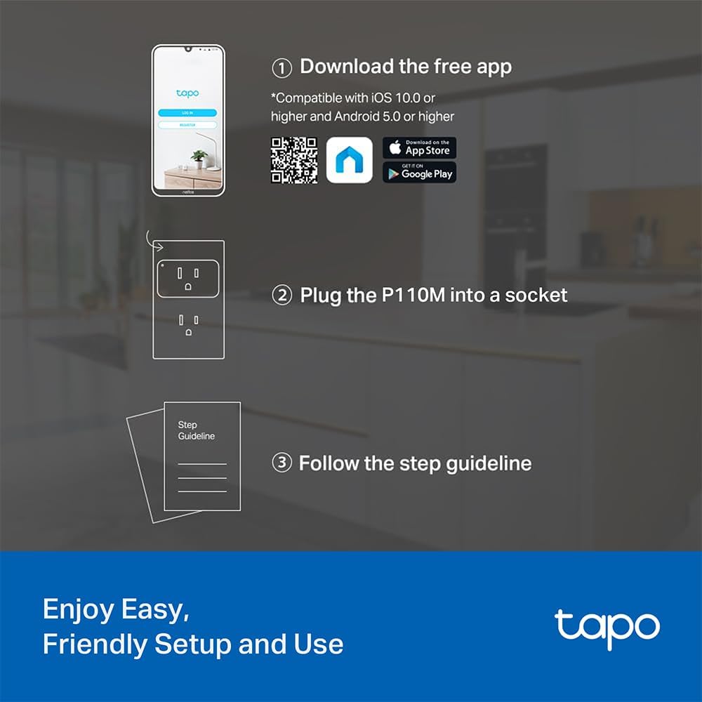 TP-Link Tapo Smart Plug Mini, Matter Compatible, Compatible with Alexa, Google Home & Samsung SmartThings, Energy Monitoring, 15A, UL Certified, 2.4G Wi-Fi Only, Tapo P110M(2-Pack) - Image 11