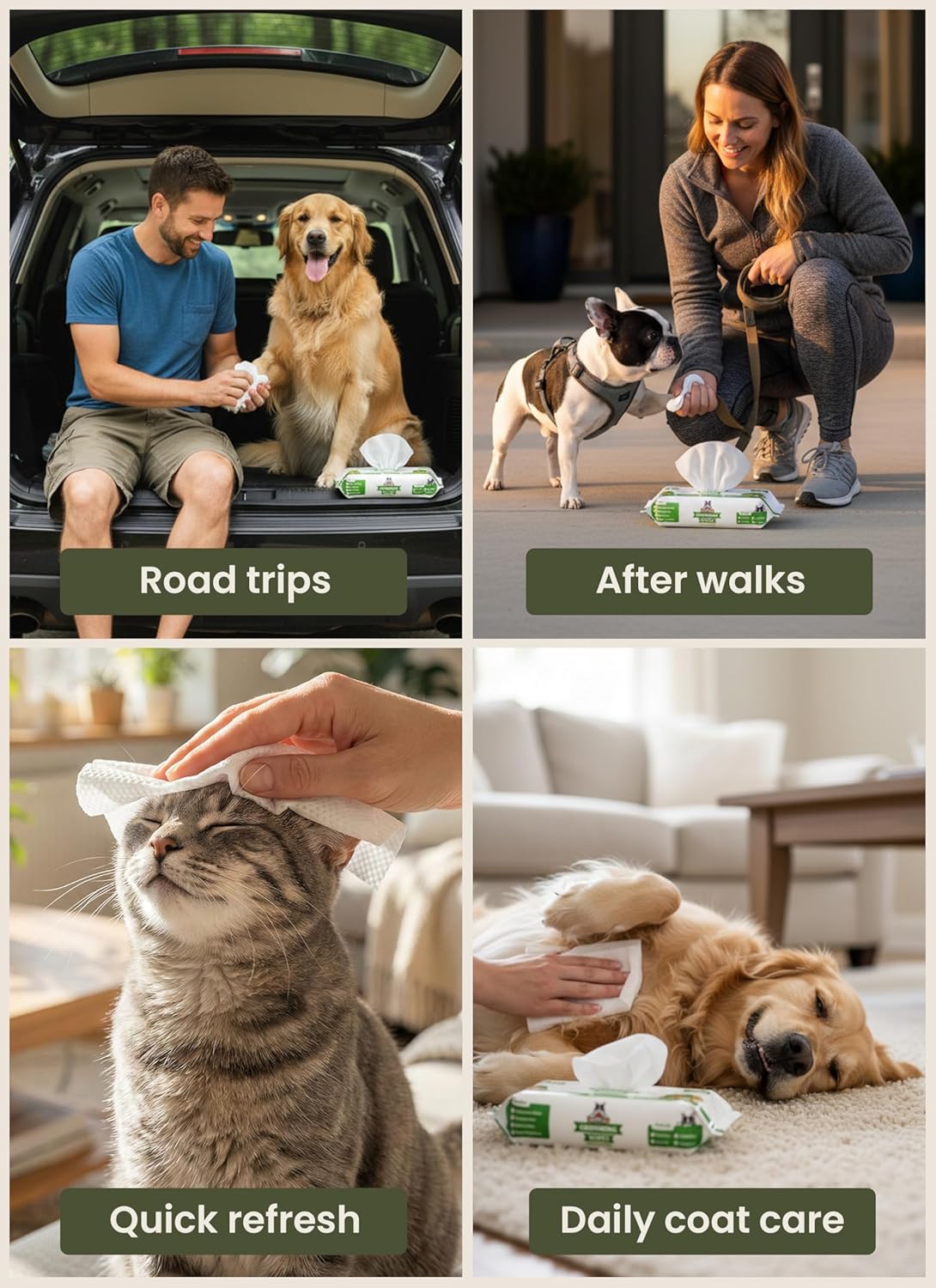 Pogi’s Dog Grooming Wipes – Hypoallergenic Pet Wipes for Paws, Body & Butt – Cleaning & Hydrating, Fragrance Free, 100 Count - Image 4