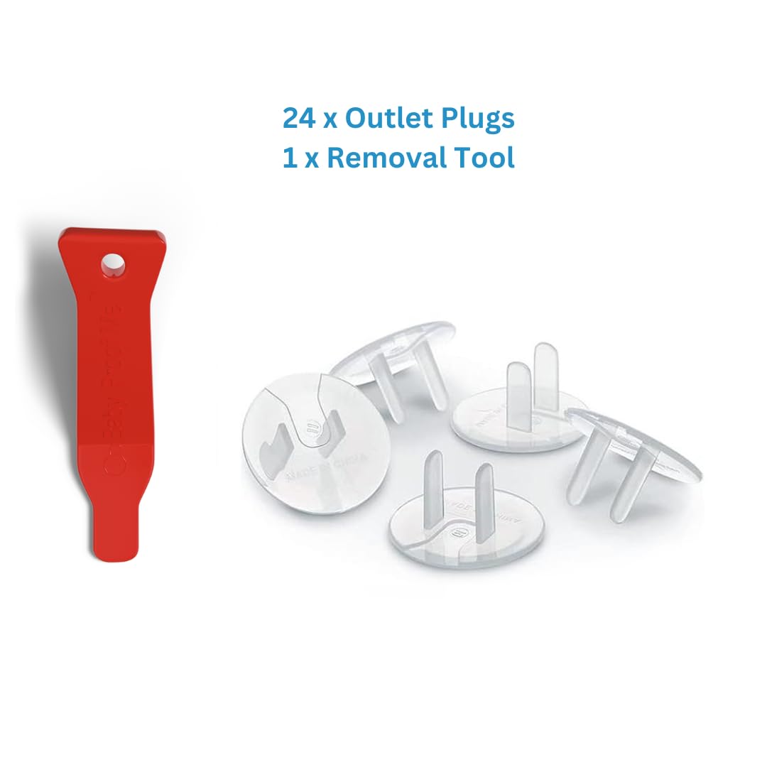 BABY PROOF ME 24 Pack Outlet Covers & Removal Tool Baby Proofing, Provide Shock Prevention and Easy Installation, Safe and Secure Plastic Plug Covers for Power Sockets (24 Outlet Covers) - Image 2