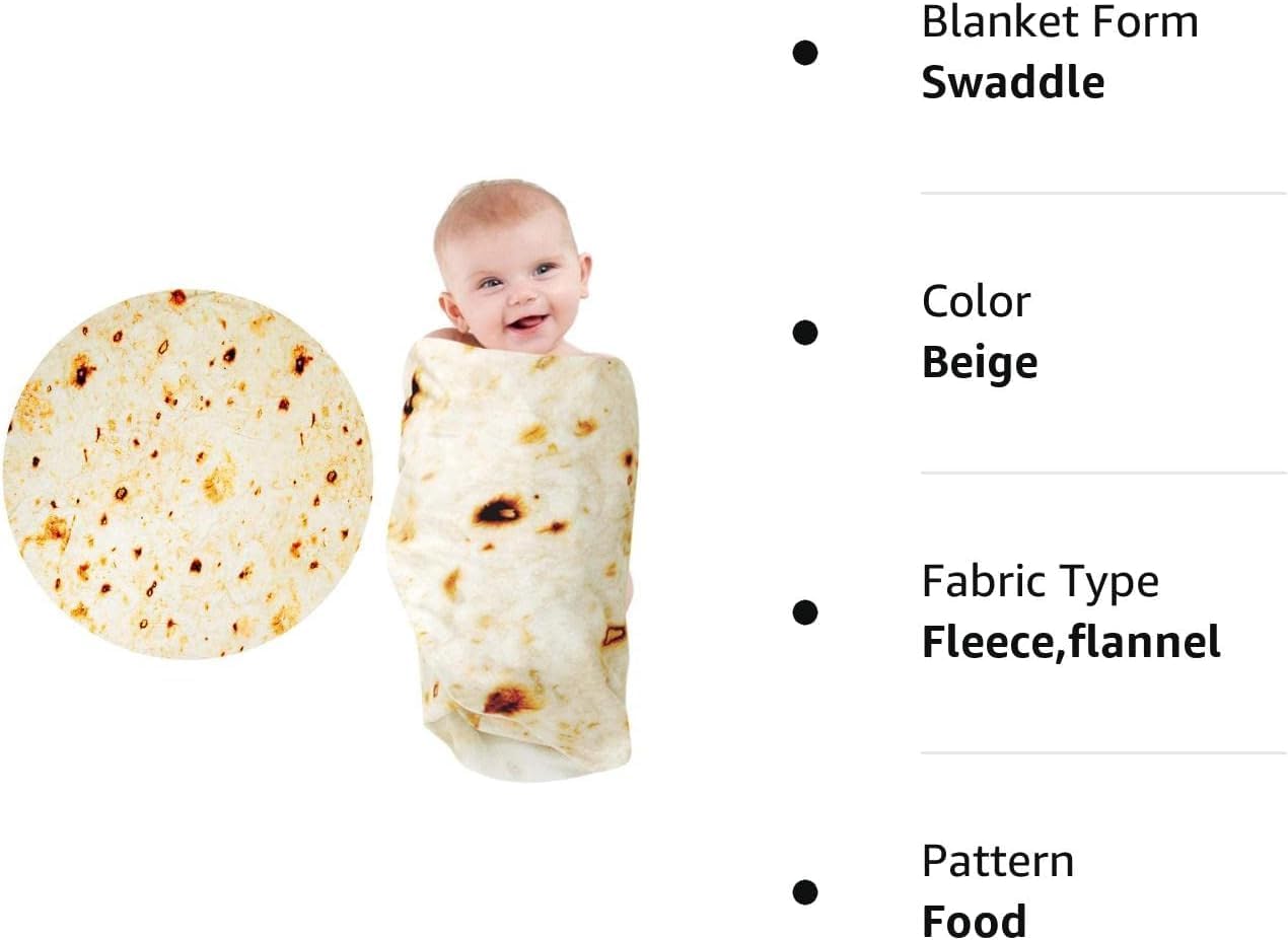 Burrito Baby Blanket, Tortilla Swaddle Blanket, Taco Blanket for Newborn Toddler, 285 GSM Soft Flannel Wearable Wrap Funny Gifts for Baby Shower & First Christmas Boy Girl 0-3 6 9 Months - Image 9