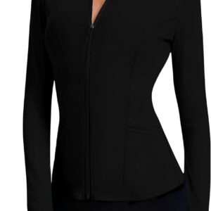 LOMON Women’s Athletic Jackets Cropped Long Sleeve Workout Tops Yoga Zip Up Jackets Gym Tops Golf Shirts