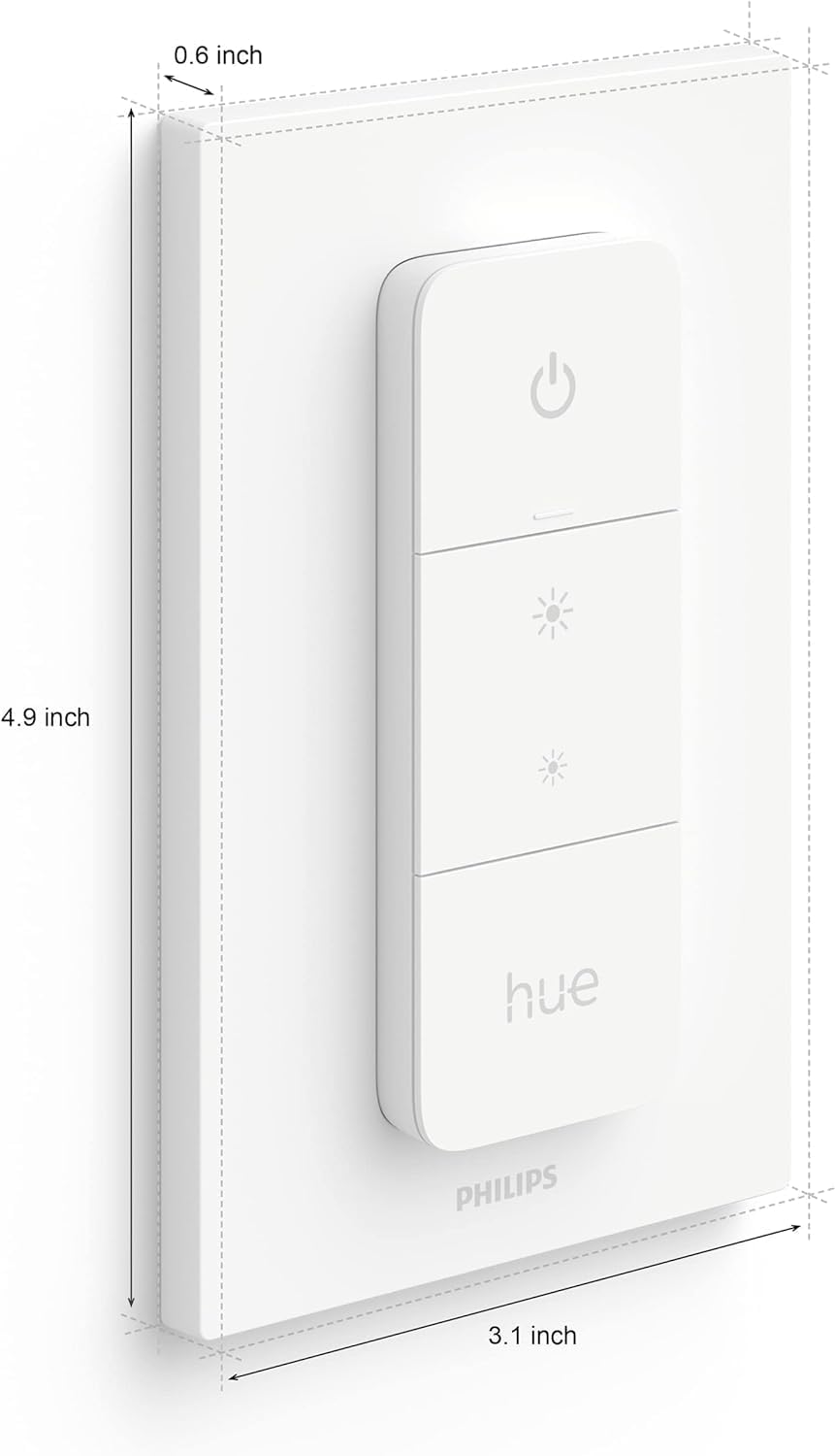 PHILIPS Hue Smart Dimmer Switch Remote, White, 1 Pack, Turns Hue Lights On, Off, Dims or Brightens, Smart Home Control, Requires Bridge, Easy, No-Wire Installation - Image 6