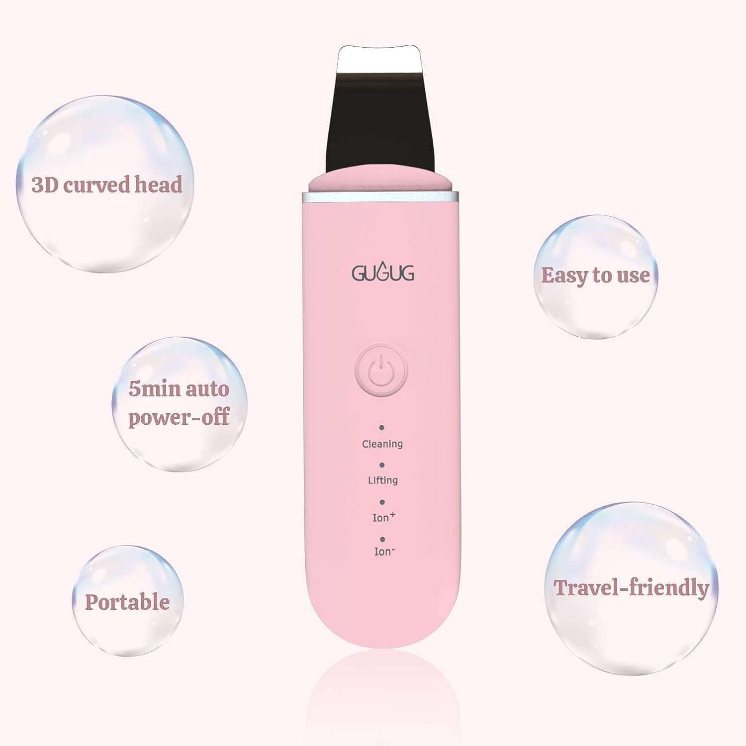 GUGUG Skin Scrubber Face Spatula - Skin Spatula Blackhead Remover Pore Cleaner with 4 Modes, Skin Care Tools-Pink - Image 6