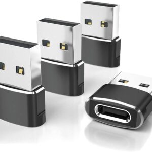 Elebase USB to USB C Adapter for iPhone 17 4Pack,USBC Female to A Male Car Charger Adapter,Type C Converter Apple 17e 16 Pro Max 15 14 Plus,iWatch Watch 11 10 Ultra 3,iPad Air,Samsung Galaxy S26,Xbox