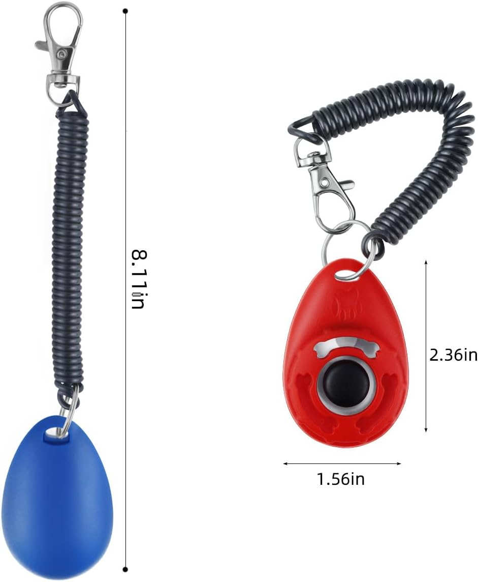 yuntop 4 Pieces Pet Training Clicker with Wrist Strap and Dog Training Treat Pouch Pet Training Clicker for Training Puppy Cats Birds Dog Clicker Training Kit Behavioral (White, Red, Orange, Blue) - Image 2
