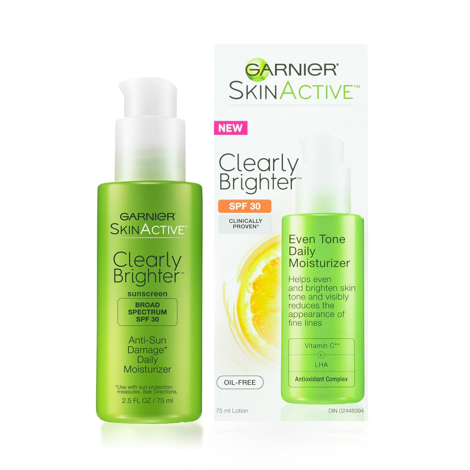 Garnier SkinActive Clearly Brighter SPF 30 Face Moisturizer with Vitamin C, 2.5 Fl Oz (75mL), 1 Count (Packaging May Vary) Garnier SkinActive Clearly Brighter SPF 30 Face Moisturizer with Vitamin C, 2.5 Fl Oz (75mL), 1 Count (Packaging May Vary)