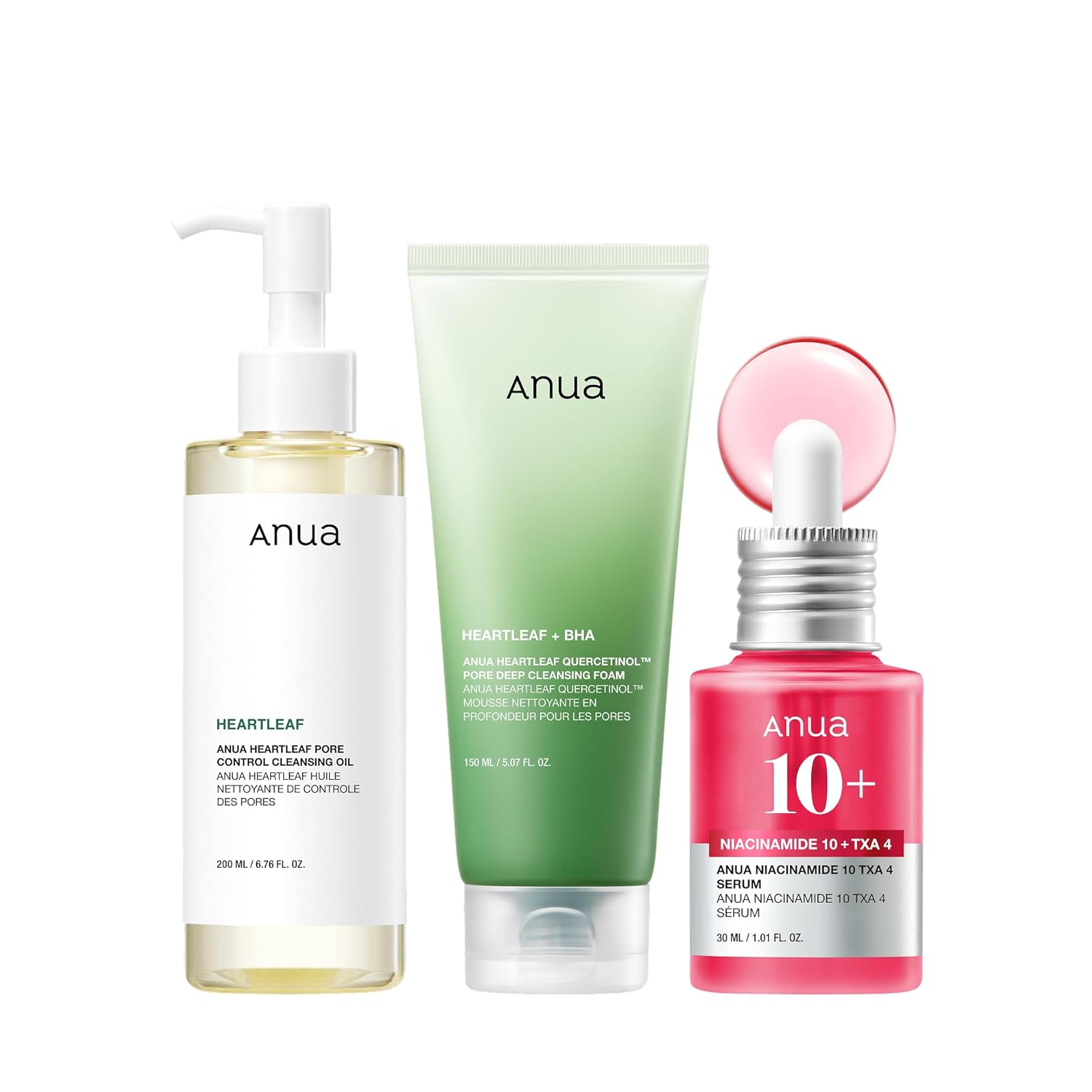Anua 3-Step Glass Skin Beginner Set, Oil Cleanser and Face Wash with Facial Serum, Double Cleansing Daily Routine with Niacinamide, Korean Skin Care Set Anua 3-Step Glass Skin Beginner Set, Oil Cleanser and Face Wash with Facial Serum, Double Cleansing Daily Routine with Niacinamide, Korean Skin Care Set