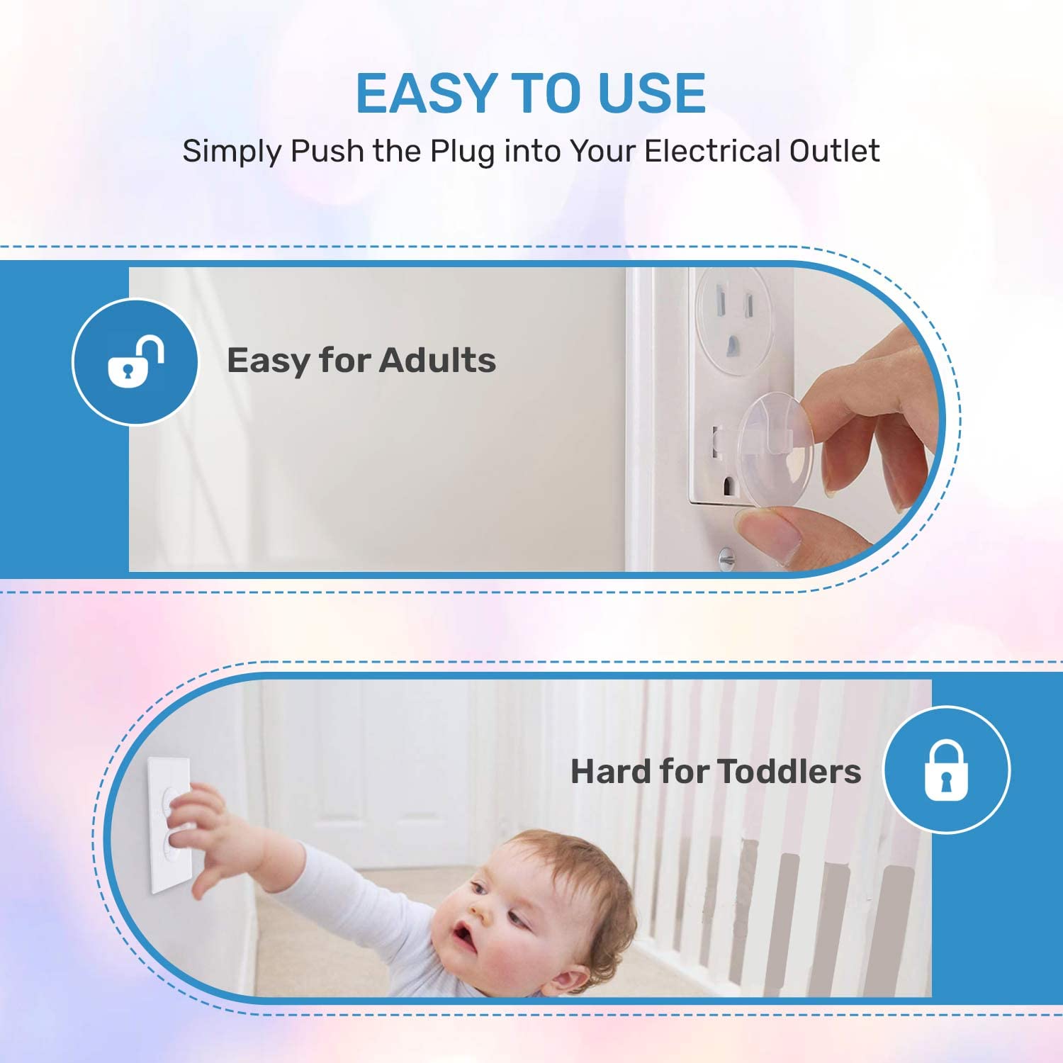 BABY PROOF ME 24 Pack Outlet Covers & Removal Tool Baby Proofing, Provide Shock Prevention and Easy Installation, Safe and Secure Plastic Plug Covers for Power Sockets (24 Outlet Covers) - Image 5