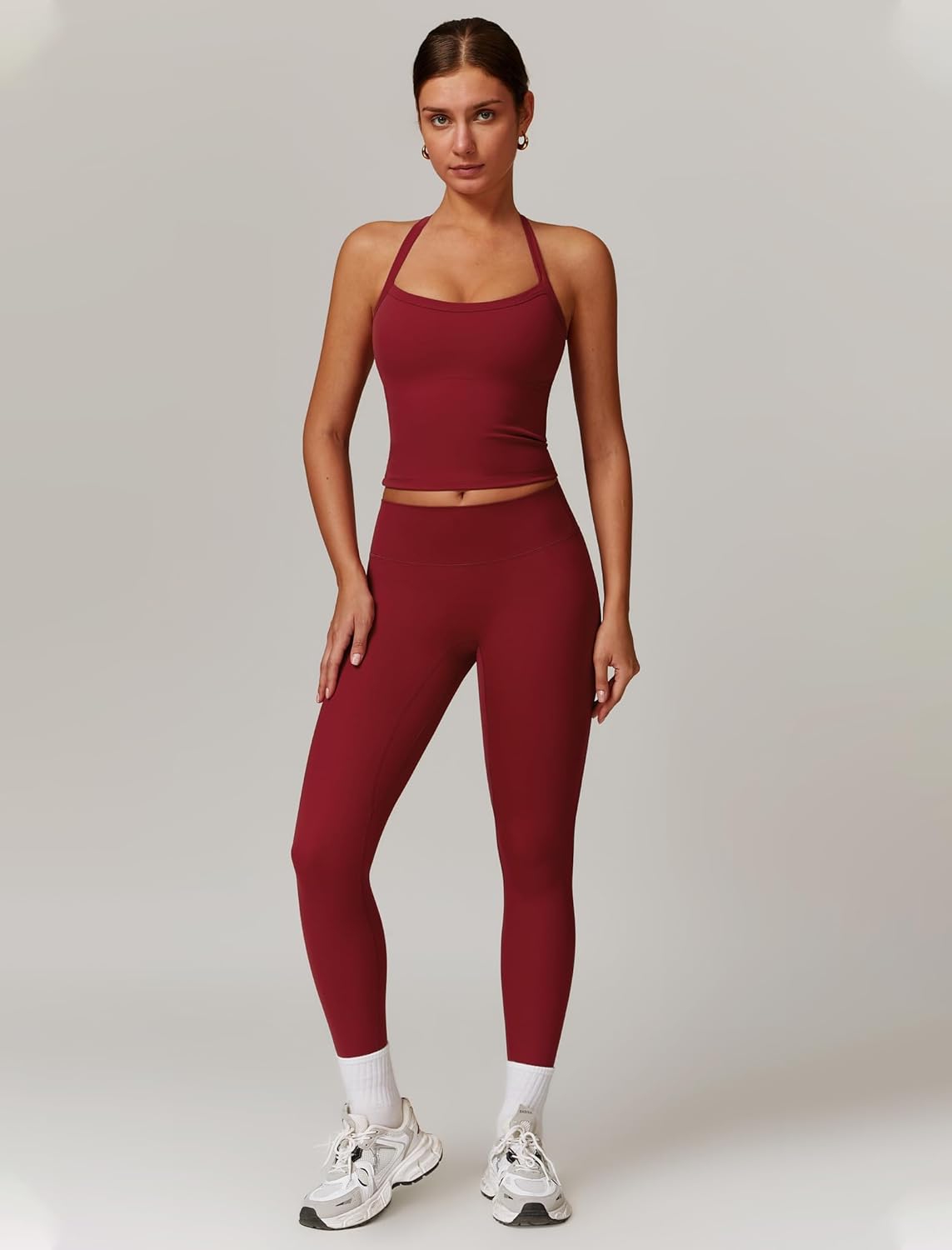 QBGJTD Womens Workout Sets Two Piece Cross Back Tank Top Matching High Waist Leggings Sets Gym Outfits Work Out Clothes - Image 2