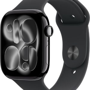 Apple Watch Series 11 [GPS 46mm] Smartwatch with Jet Black Aluminum Case with Black Sport Band – M/L. Sleep Score, Fitness Tracker, Health Monitoring, Always-On Display, Water Resistant