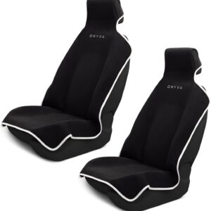 DryvaSeat – Premium Microfiber Towel Car Seat Cover – Waterproof & Sweatproof – Universal Fit, Machine Washable, Non-Slip – Seat Protector for Car, Truck, SUV, Van (Black, 2 Pack)