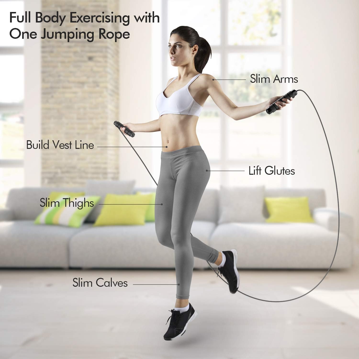 Jump Rope, Tangle-Free Rapid Speed Jumping Rope Cable with Ball Bearings for Women, Men & Kids, Adjustable Steel Jump Rope with Foam Handles for Home Gym Exercise Fitness Workout Equipment & Slim Body - Image 5