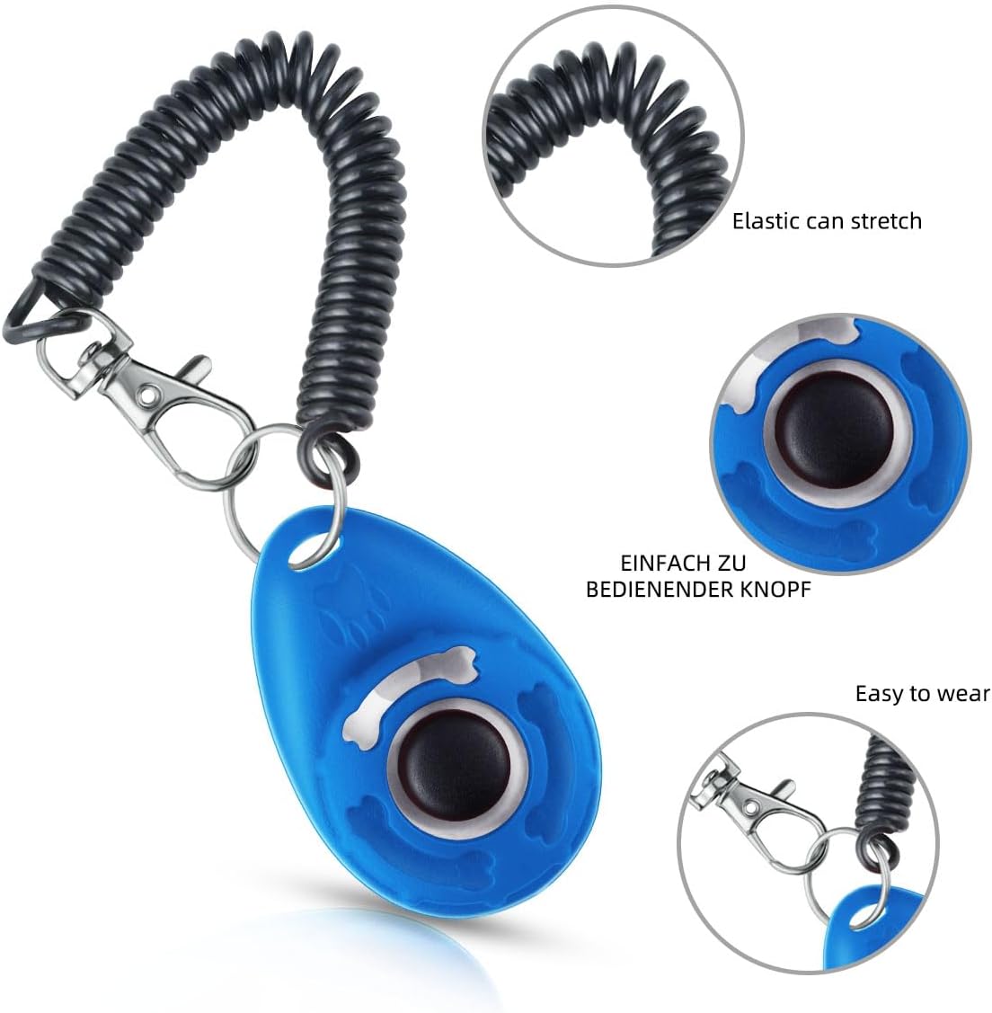 yuntop 4 Pieces Pet Training Clicker with Wrist Strap and Dog Training Treat Pouch Pet Training Clicker for Training Puppy Cats Birds Dog Clicker Training Kit Behavioral (White, Red, Orange, Blue) - Image 4
