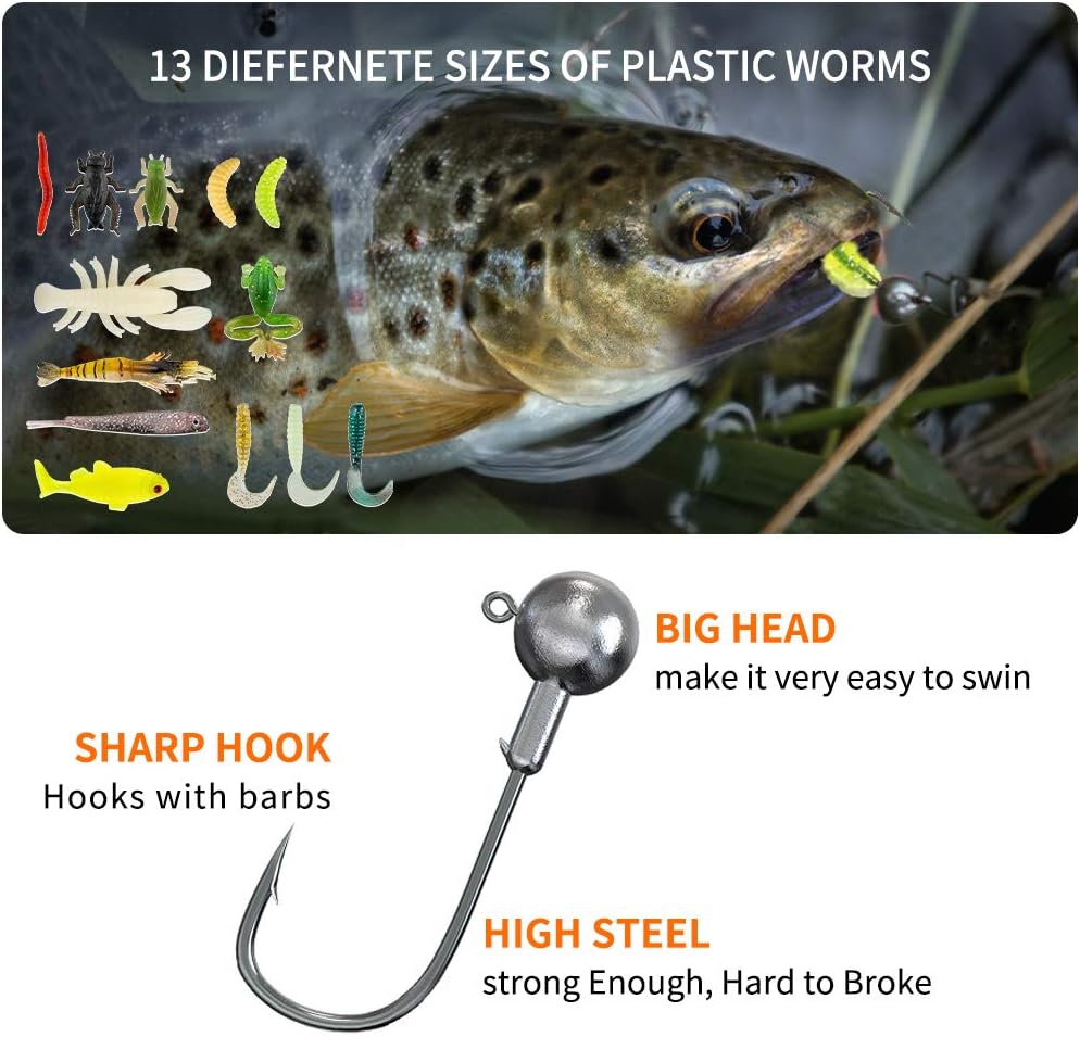 GOANDO Fishing Lures Kit for Freshwater Bait Tackle Kit for Bass Trout Salmon Fishing Accessories Tackle Box Including Spoon Lures Soft Plastic Worms Fishing Gifts - Image 4