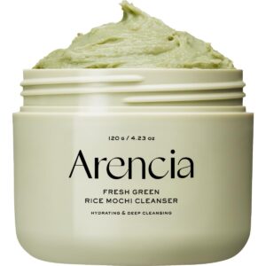 Arencia Korean Rice Mochi Face Cleanser – Face Wash, Gentle Scrub All in One for Deep Cleansing, Moisturizing, Pore Minimizing, Acne-Prone Skin, Removing Blackhead with Rice Water & Green Tea