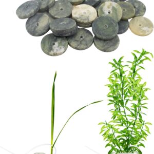 SnowTing 30 PCS Aquarium Plant Weights with Cable Ties, Aquarium Plant Anchors for Fixing Aquatic Live Plants, Anti-Floating Stone Flakes Weighted Blocks, Green