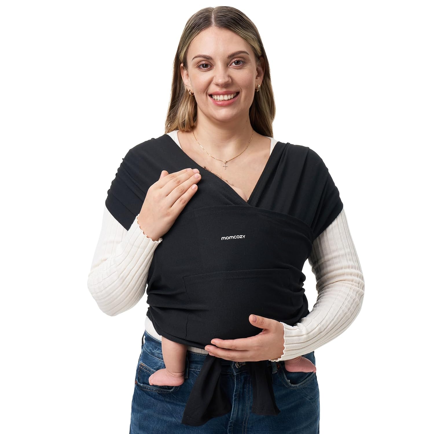 Momcozy Baby Wrap Carrier, Easy to Wear Infant Carrier Slings, Lightweight Hands Free Baby Sling, Adjustable Baby Carriers for Newborn to Toddler 8-35 lbs, Black Momcozy Baby Wrap Carrier, Easy to Wear Infant Carrier Slings, Lightweight Hands Free Baby Sling, Adjustable Baby Carriers for Newborn to Toddler 8-35 lbs, Black