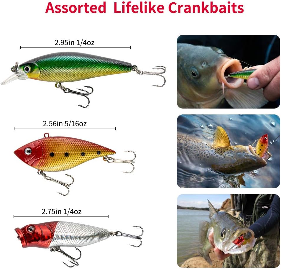 GOANDO Fishing Lures Kit for Freshwater Bait Tackle Kit for Bass Trout Salmon Fishing Accessories Tackle Box Including Spoon Lures Soft Plastic Worms Fishing Gifts - Image 2