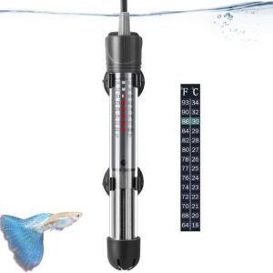 HITOP 50W Adjustable Aquarium Heater, Submersible Fish Tank Heater Thermostat with Suction Cups for 8-16Gal