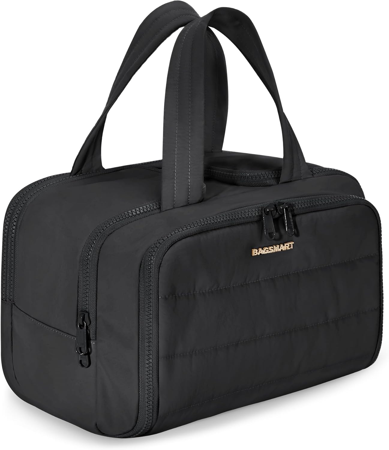 BAGSMART Travel Toiletry Bag, Lightweight Large Wide-open Travel Bag for Women, Puffy Cosmetic Makeup Bag Organizer with Handle for Accessories,Essentials, Toiletries, Black BAGSMART Travel Toiletry Bag, Lightweight Large Wide-open Travel Bag for Women, Puffy Cosmetic Makeup Bag Organizer with Handle for Accessories,Essentials, Toiletries, Black