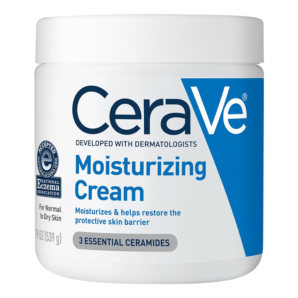 CeraVe Moisturizing Cream, Body and Face Moisturizer for Dry Skin, Body Cream with Hyaluronic Acid and Ceramides, Daily Moisturizer, Oil-Free, Fragrance Free, Non-Comedogenic, 19 Ounce CeraVe Moisturizing Cream, Body and Face Moisturizer for Dry Skin, Body Cream with Hyaluronic Acid and Ceramides, Daily Moisturizer, Oil-Free, Fragrance Free, Non-Comedogenic, 19 Ounce