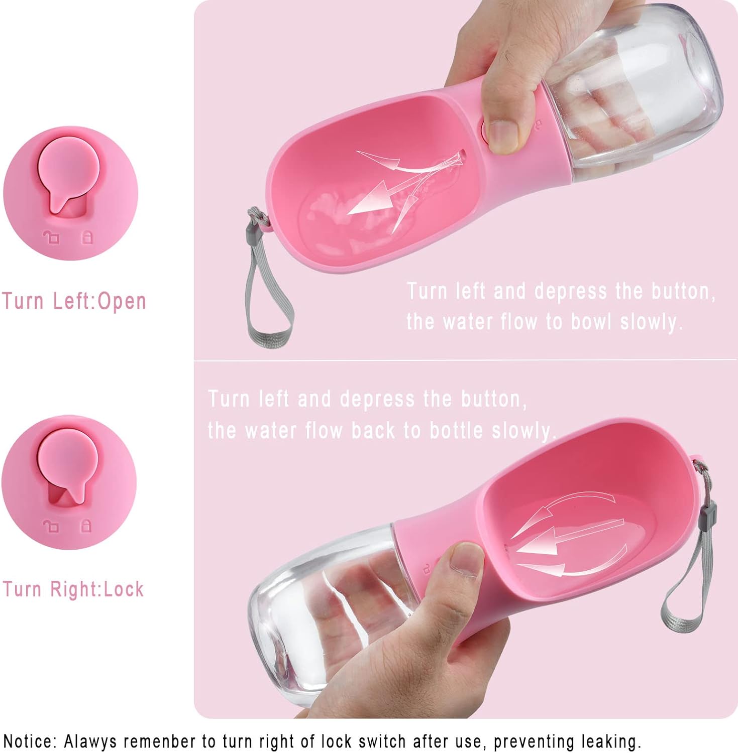 Cibaabo Dog Water Bottle with Food Container, Travel Puppy Water Bowl, Portable Pet Dispenser, Girl Dog Mom Gifts Accessories Stuff Essentials Necessities for Yorkie Chihuahua Cat Walking and Hiking - Image 5