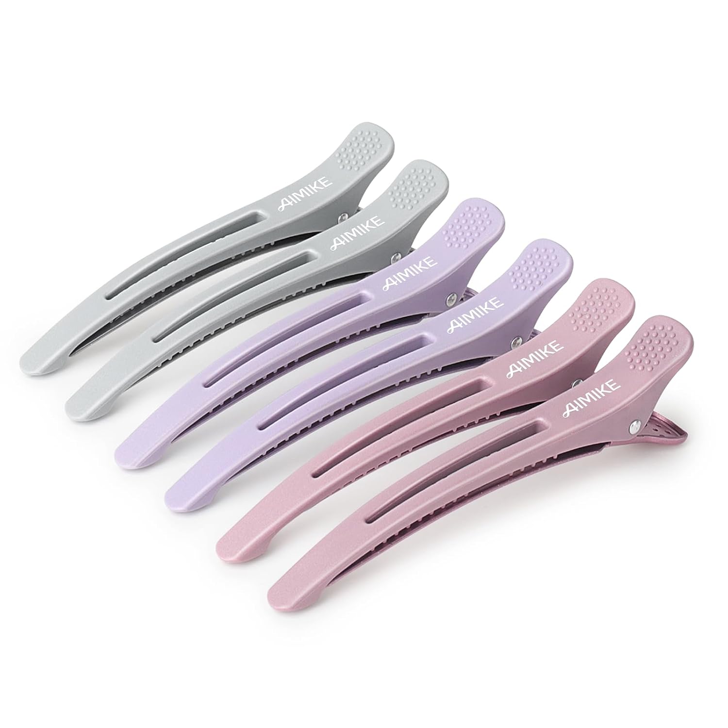 AIMIKE Hair Sectioning Clips with Silicone Band – 6pcs No Crease Duck Billed Clips for Styling, Cutting, and Rollers in Morandi Color AIMIKE Hair Sectioning Clips with Silicone Band – 6pcs No Crease Duck Billed Clips for Styling, Cutting, and Rollers in Morandi Color