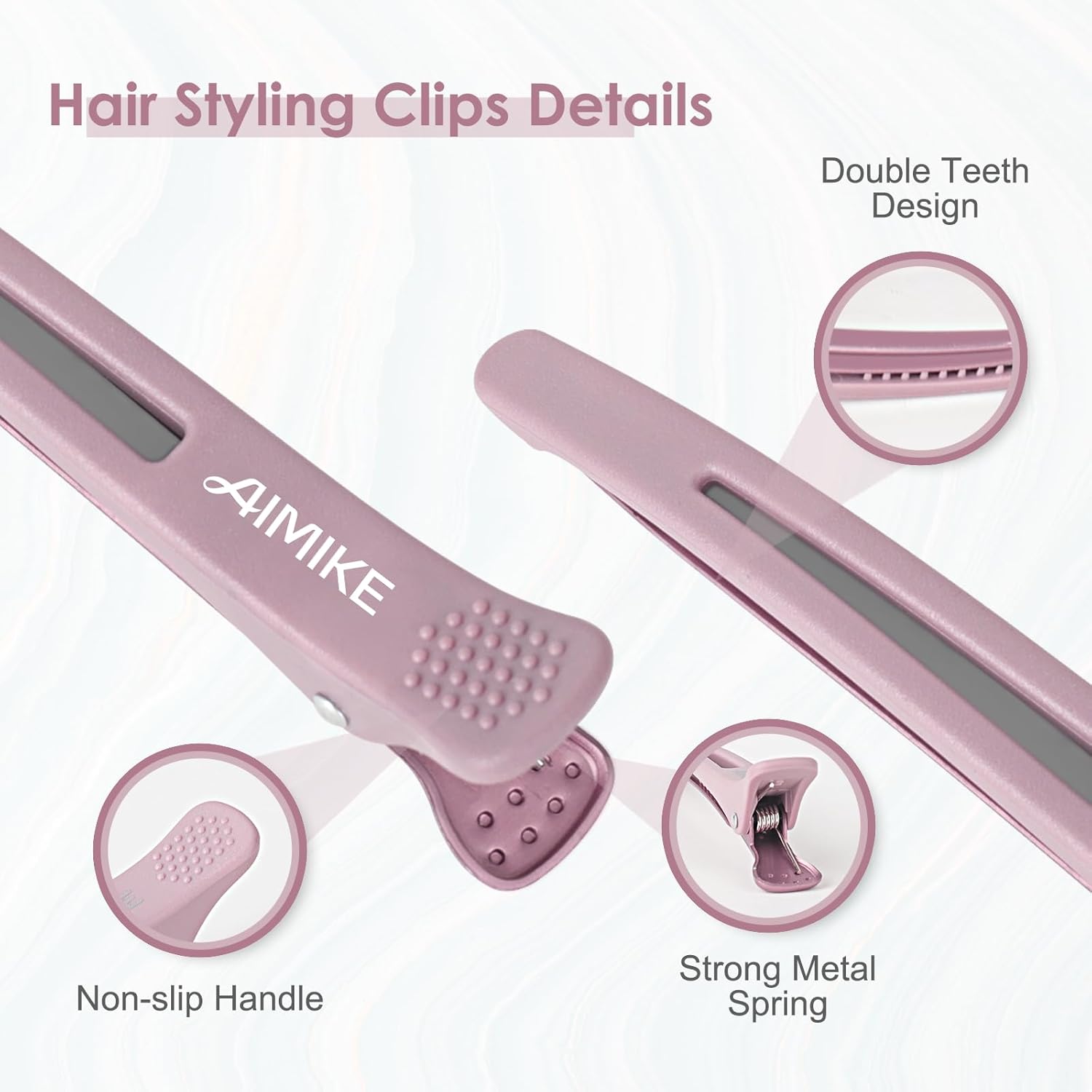 AIMIKE Hair Sectioning Clips with Silicone Band - 6pcs No Crease Duck Billed Clips for Styling, Cutting, and Rollers in Morandi Color - Image 4