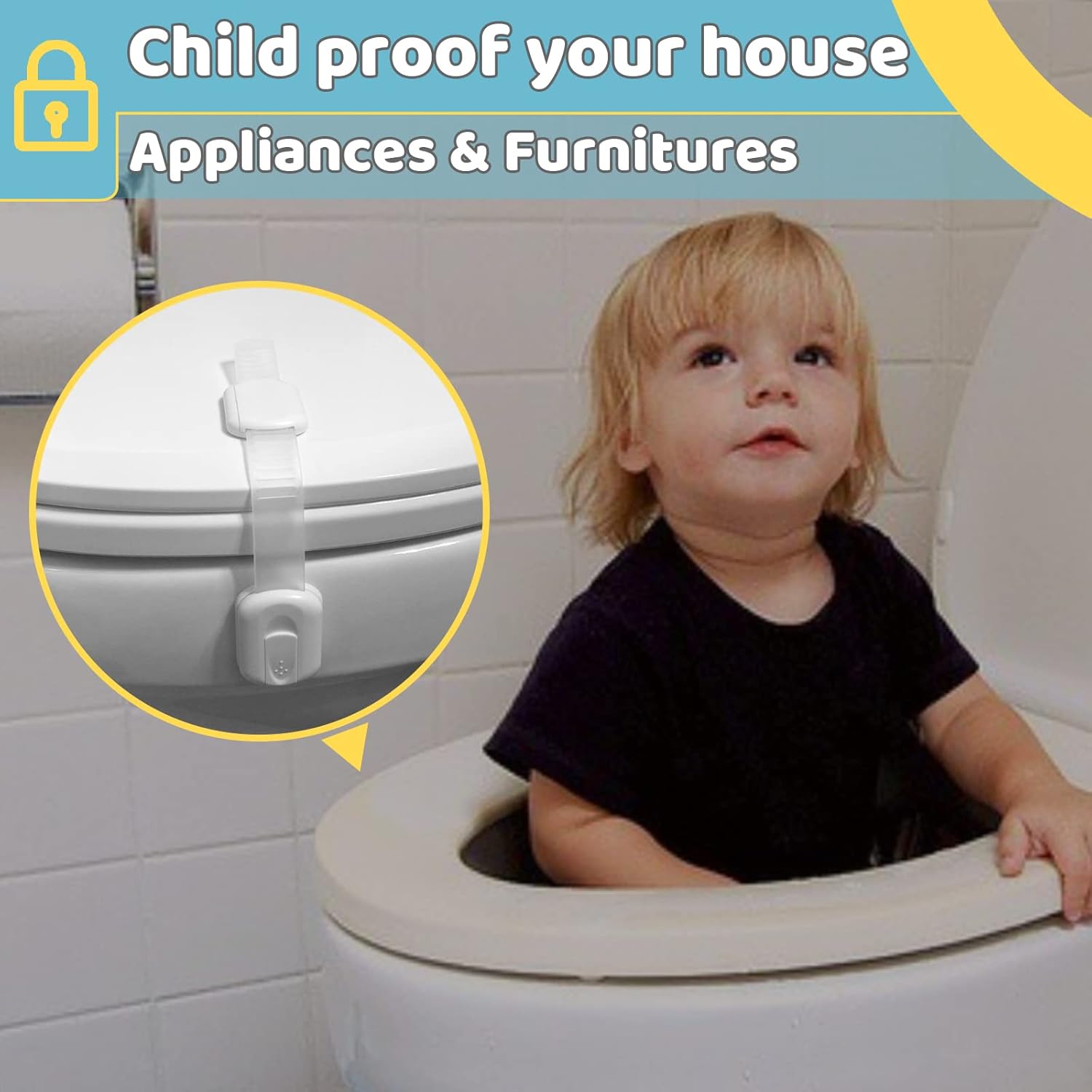 4our Kiddies 14 Pack Baby Proof Cabinet Latches, Childproof Drawer Latches with 12 Extra 3M Adhesives, Adjustable No Drilling Child Safety Cabinet Locks Straps Baby Drawer Locks for Kids Baby Safety - Image 8