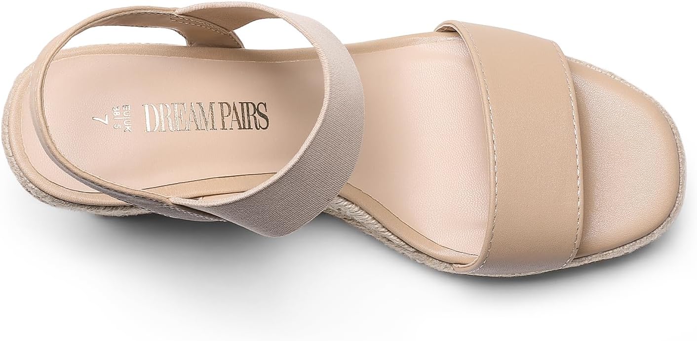DREAM PAIRS Womens Open Toe Espadrilles Dressy Platform Sandals Slip on Elastic Ankle Strap Wedges Sandals - Image 6