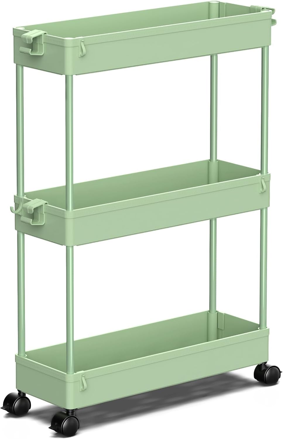 SPACEKEEPER Slim Rolling Storage Cart, 3 Tier Bathroom Organizer Utility Cart Laundry Room Organization Mobile Shelving Unit for Kitchen, Bathroom, Office, Bedroom, Narrow Places, Green SPACEKEEPER Slim Rolling Storage Cart, 3 Tier Bathroom Organizer Utility Cart Laundry Room Organization Mobile Shelving Unit for Kitchen, Bathroom, Office, Bedroom, Narrow Places, Green