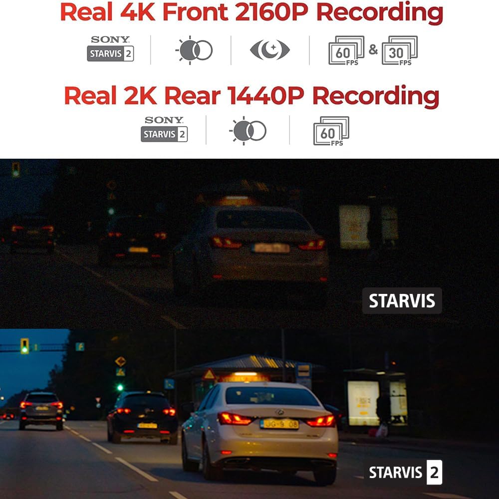 THINKWARE ARC900 2CH 4K HDR Dual Dash Cam Front and Rear - 4K+2K STARVIS 2, Super Night Vision 4.0, Low Power Parking Mode, 3.5" IPS Touchscreen, 5GHz Wi-Fi, GPS (64GB MicroSD & Hardwiring Cable Incl) - Image 4