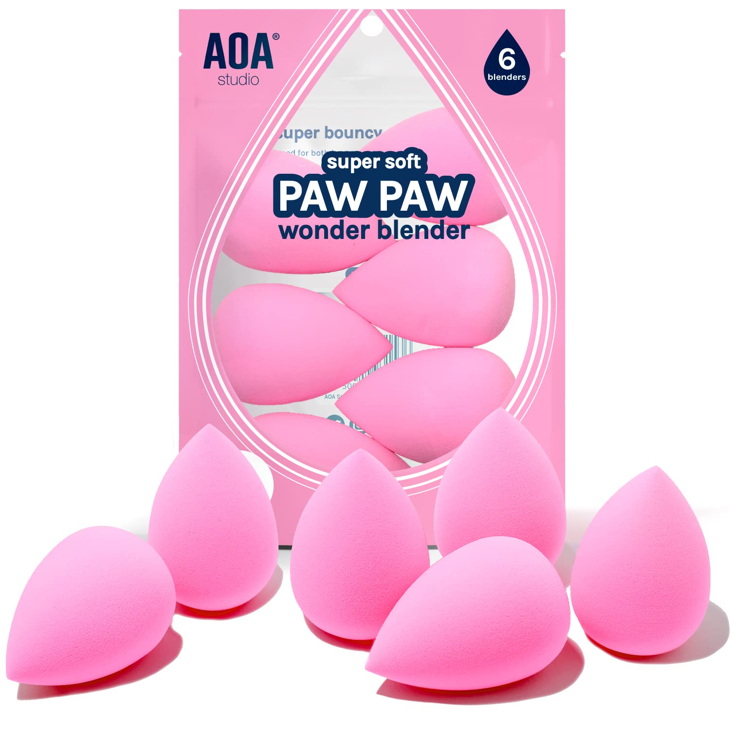 AOA Studio Collection makeup Sponge Set Latex Free and High-definition Set of 6 makeup Wonder blender For Powder Cream and Liquid, Super Soft Wonder Beauty Cosmetic AOA Studio Collection makeup Sponge Set Latex Free and High-definition Set of 6 makeup Wonder blender For Powder Cream and Liquid, Super Soft Wonder Beauty Cosmetic