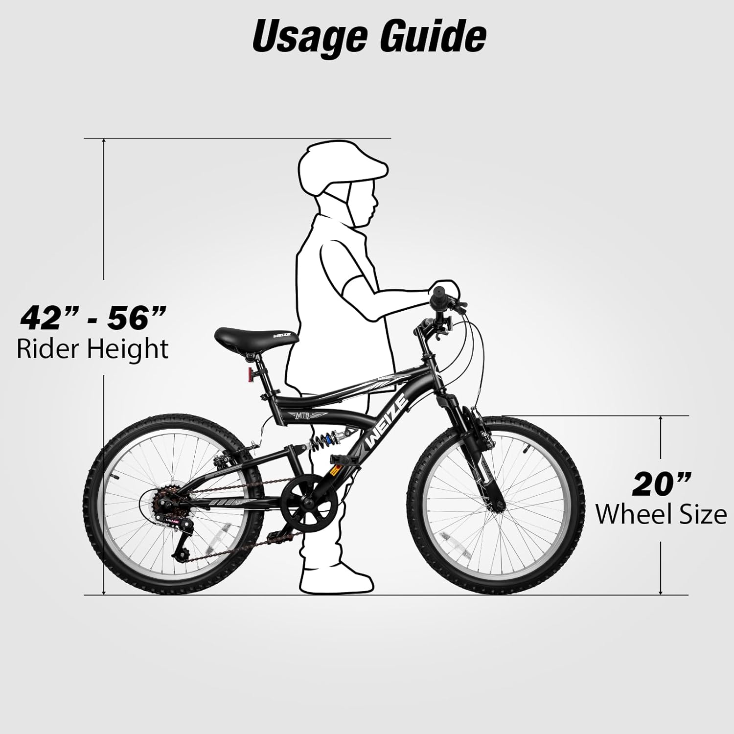WEIZE Kids Mountain Bike, Kids' Bicycles for 6-14 Years Old Boys Girls with Dual Full Suspension, 6 Speeds Drivetrain, High-Carbon Steel Frame, Ideal for Young Riders and Adventurers - Image 5
