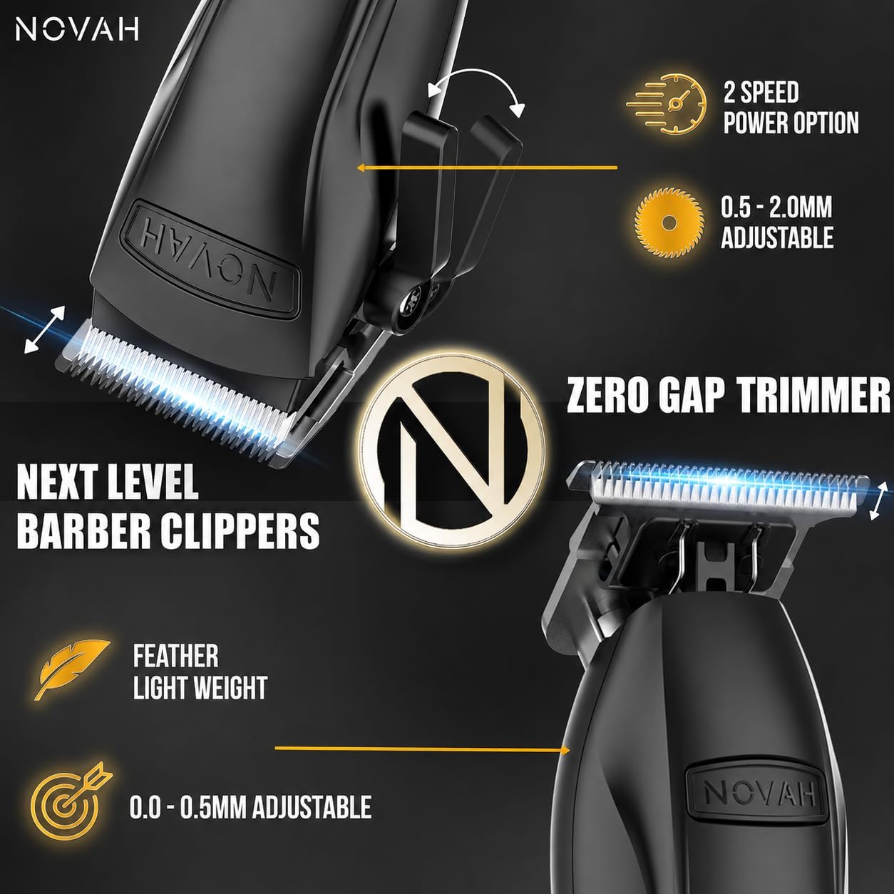 Novah® Professional Hair Clippers for Men, Professional Barber Clippers and Trimmer Set, Mens Cordless Hair Clipper for Barbers Haircut Kit Fade - Image 5