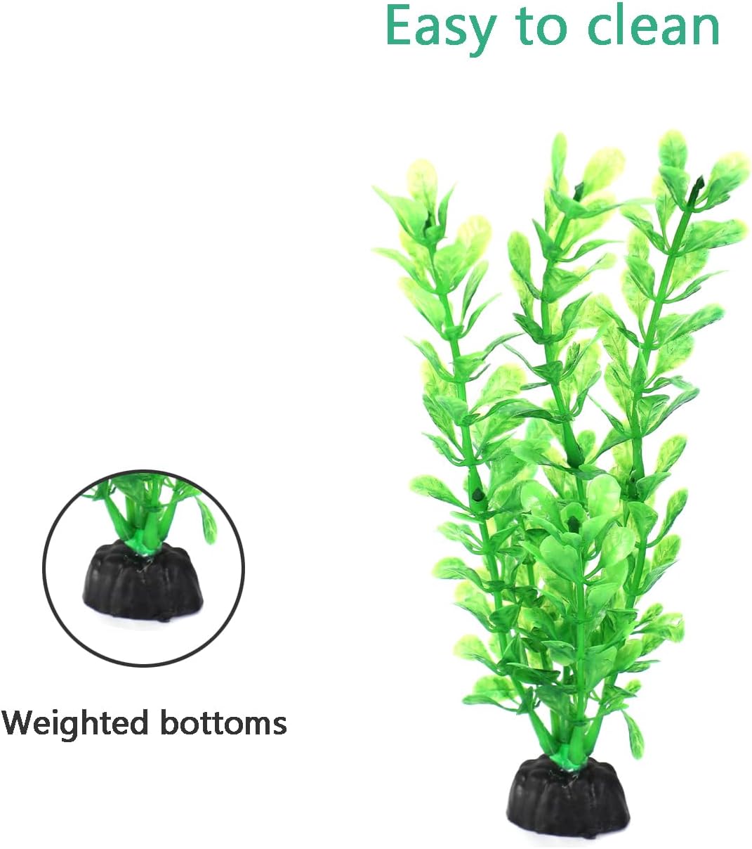 AQUANEAT Artificial Fish Tank Plants, Plastic Aquarium Decorations, Green Accessories, 10pcs - Image 3