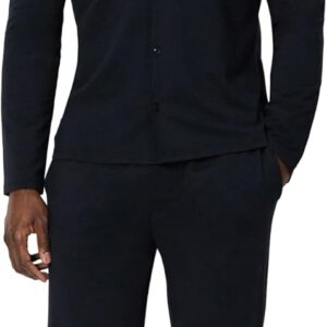 Amazon Essentials Men’s Cotton-Modal Pajama Set, Long Sleeve Button-Down Top with Pants