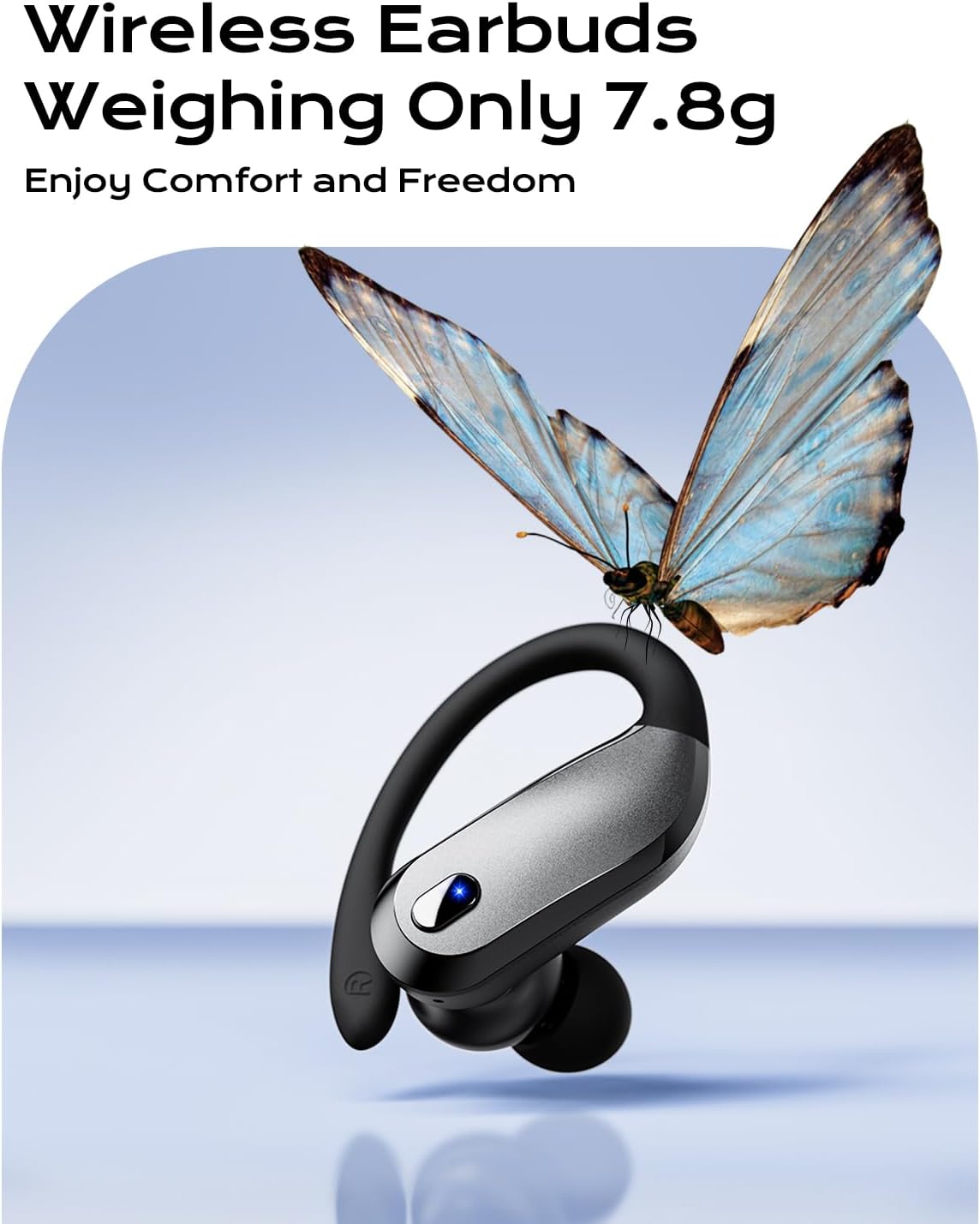Wireless Earbuds,Bluetooth 5.4 Ear buds,Sport Headphones with Earhooks,IPX7 Waterproof Bluetooth Headphones,80H Playtime Earbuds,Weight 7.8g,Noise Cancelling Mic for Earphones Running & Workout-Black - Image 8