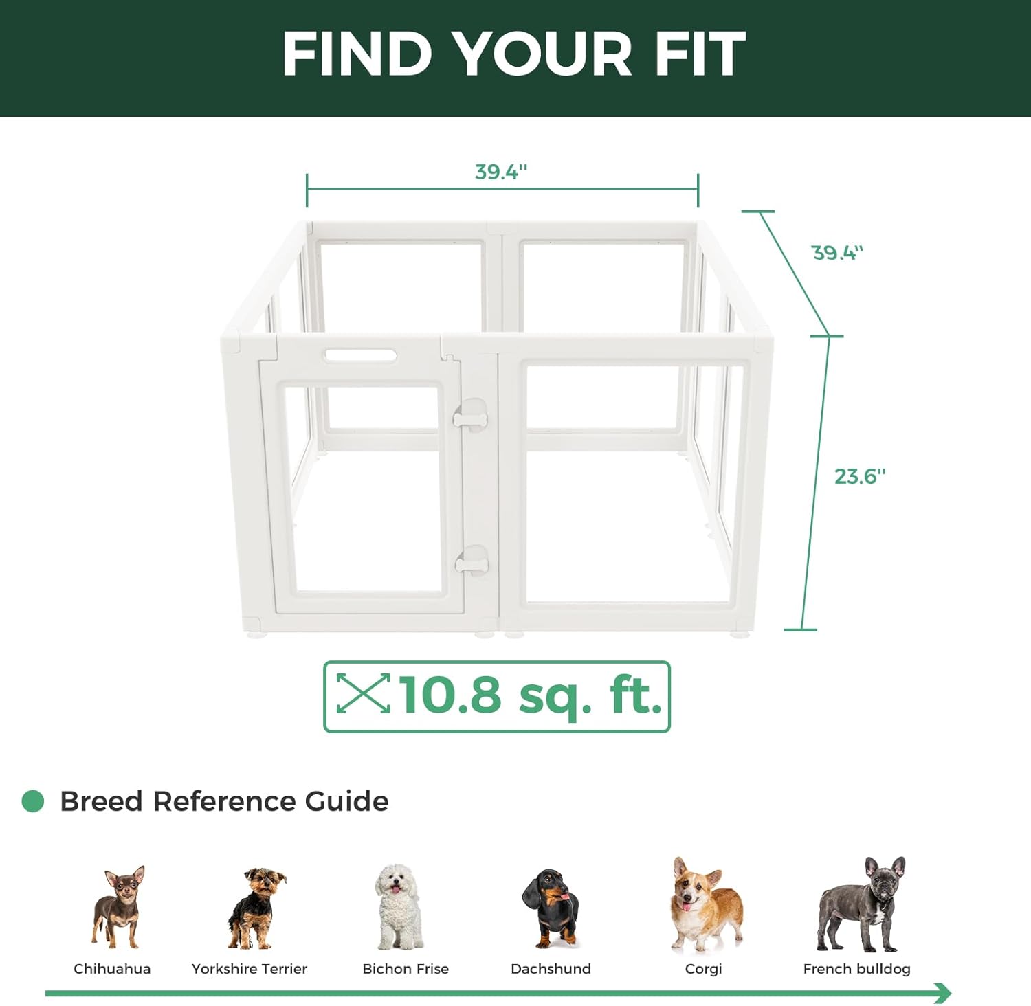 FXW AuraSpace Acrylic Indoor Dog Playpen for Puppies and Small Dogs, 24 Inch, 8 Panels, White - Image 6