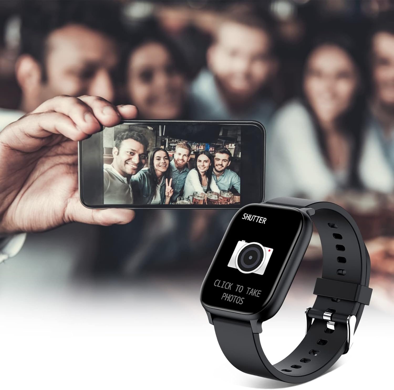 Smart Watch for Men Women Compatible with iPhone Samsung Android Phone 1.69 inch Full Touch Screen IP68 Waterproof Bluetooh Fitness Tracker Heart Rate/Sleep Monitor (Black) - Image 5