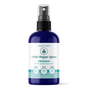 PRISTINE Toilet Paper Spray, As Seen on Shark Tank, Flushable Wipe Alternative, Personal Cleansing Bathroom Spray for Regular Toilet Tissue, Bidet Alternative, Made in USA, Original, 4oz Bottle