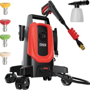 MZK Pressure Washer with 4 Quick-Connect Nozzles, Foam Cannon for Easy Replacement, High-Pressure Cleaning of Cars, Fences, Driveways