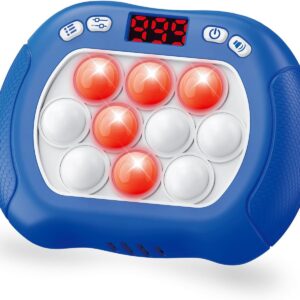 Intoypad Pop Game Light Up Fidget Toy for Kids, 6 Modes LED Screen Quick Push Games Controller Electric Fidget Popper Game Bubble Road Trip Activities Car Games Birthday Gifts Toys for Kids Boys Blue