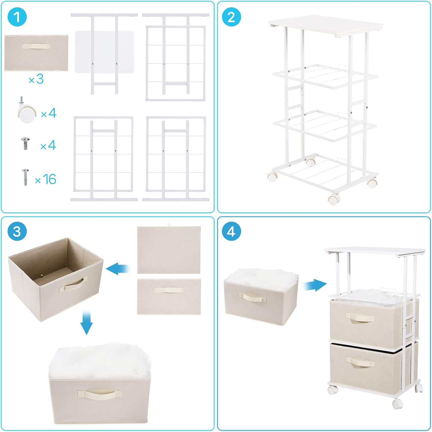 MAX Houser Dresser Tower with 3 Drawers for Bedroom, Fabric Storage Organizer Unit, Chest of Drawers with with WoodTop, Small Vertical Storage for Guest Room, Closet, Entryway, Nursery(Beige) - Image 4