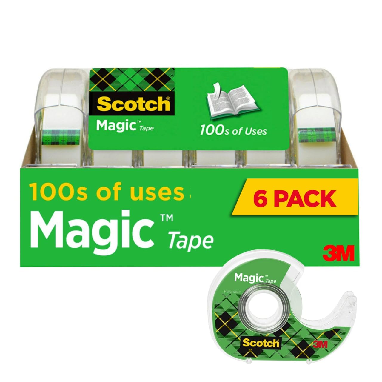 Scotch Magic Tape, Invisible, Home Office Supplies and Back to School Supplies for College and Classrooms, 6 Tape Rolls with Dispensers Scotch Magic Tape, Invisible, Home Office Supplies and Back to School Supplies for College and Classrooms, 6 Tape Rolls with Dispensers