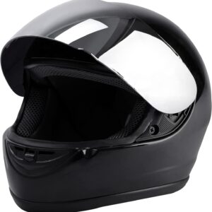 TCMT Full Face Motorcycle Helmet for Adults Men Women, Lightweight Polycarbonate Street Bike Dirt Bike Helmet with Anti-Scratch Mirror Shield and Removable Liner, DOT Approved