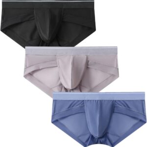 HOOFESAN Men’s Briefs Underwear Silky Bikinis Thongs No Fly Pouch Moisture-Wicking Underpants for Men Multi pack