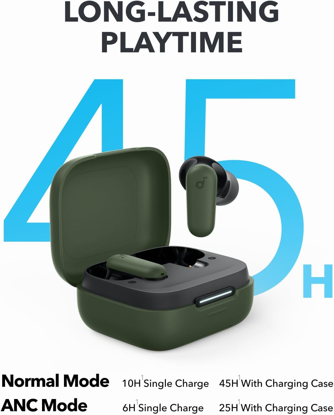 Soundcore P30i by Anker Noise Cancelling Earbuds, Strong and Smart Noise Cancelling, Powerful Bass, 45H Playtime, 2-in-1 Case and Phone Stand, IP54, Wireless Earbuds, Bluetooth 5.4 (Green) - Image 4